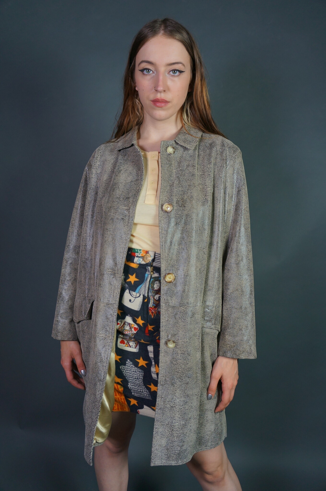 Nina Ricci Snake Print Leather Coat