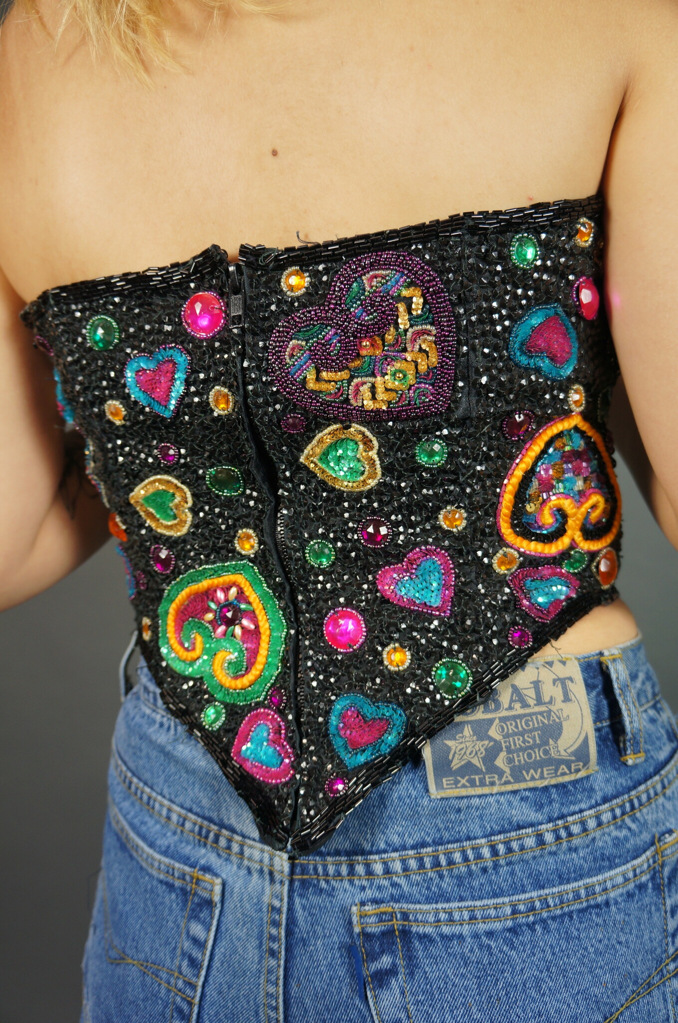 Queen of Hearts Sequin Bustier Top
