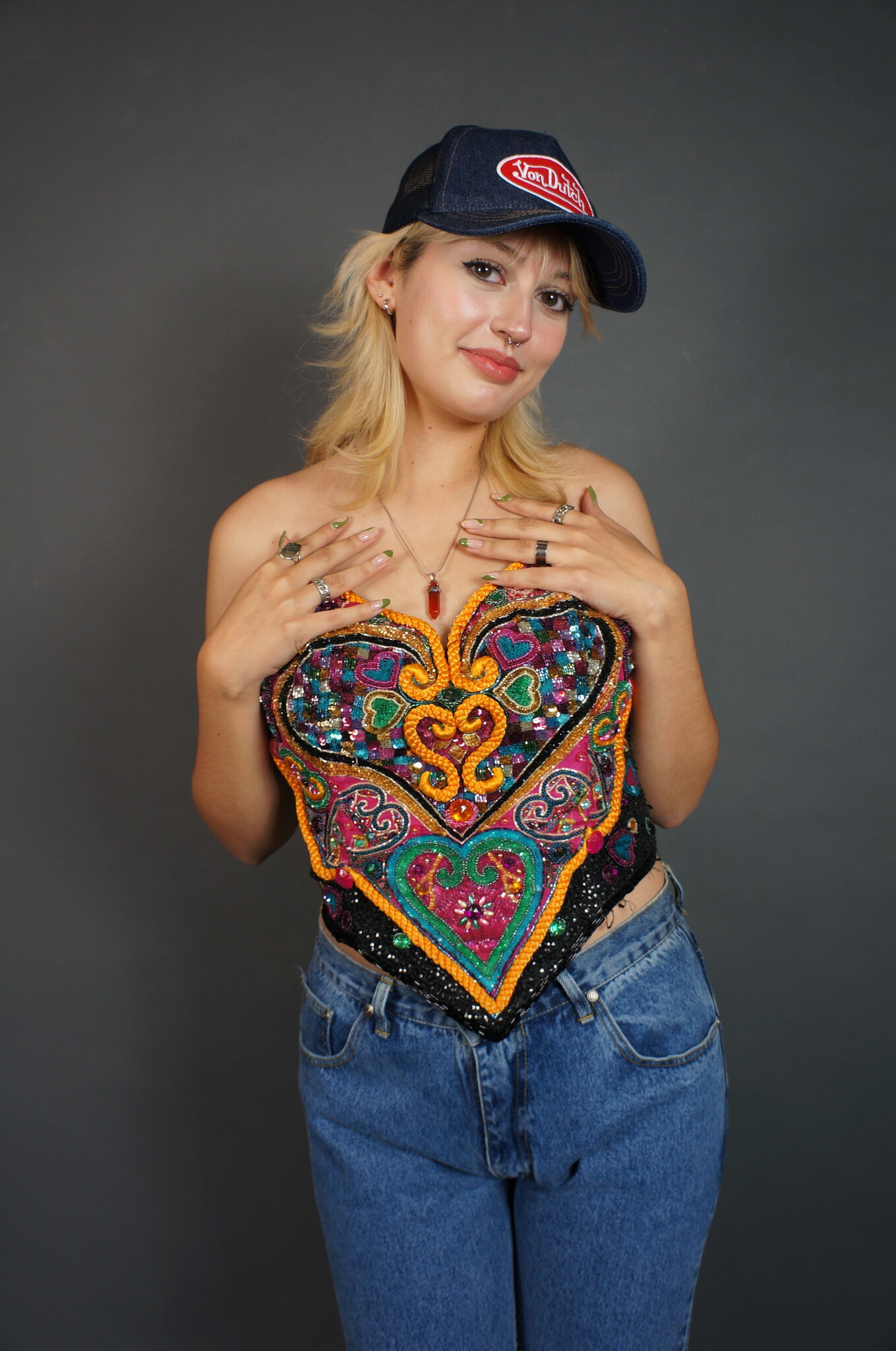 Queen of Hearts Sequin Bustier Top