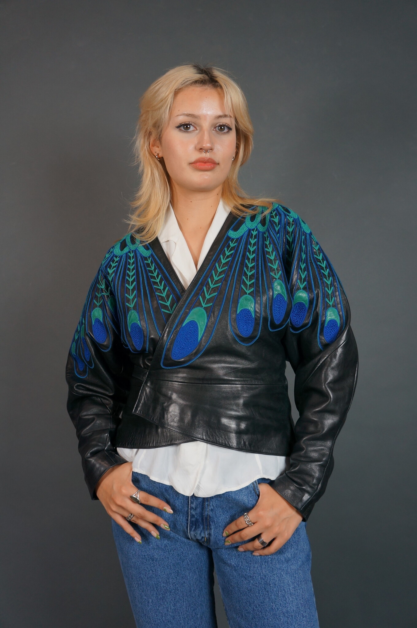 Jean Claude Jitrois Peacock Leather Jacket