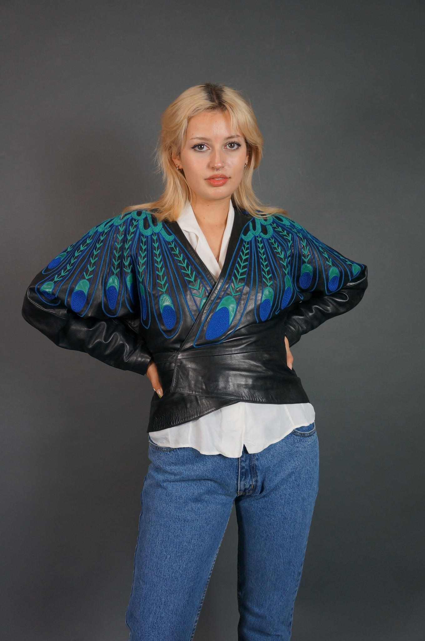 Jean Claude Jitrois Peacock Leather Jacket