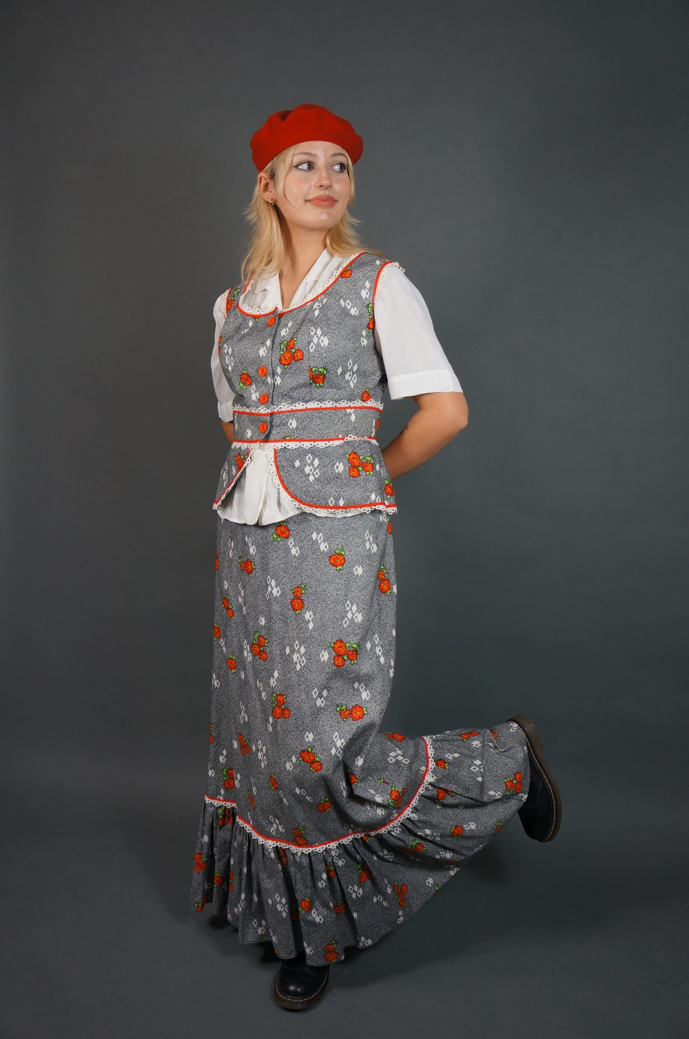 70's Orange Flower Co-ord Set