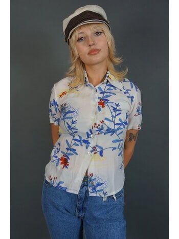 90er Cacharel Mehrfarbige Viskosebluse — 38