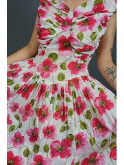 50's Off-Shoulder Flower Dress