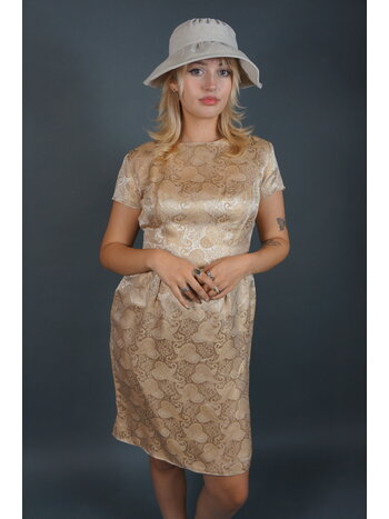 50's Gold Paisley Dress