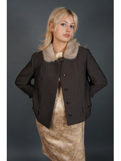 50's Wool Fur Collar Jacket