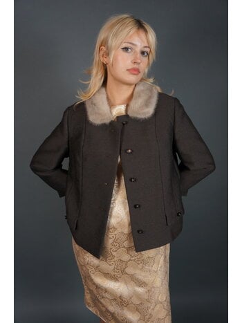 50's Wool Fur Collar Jacket