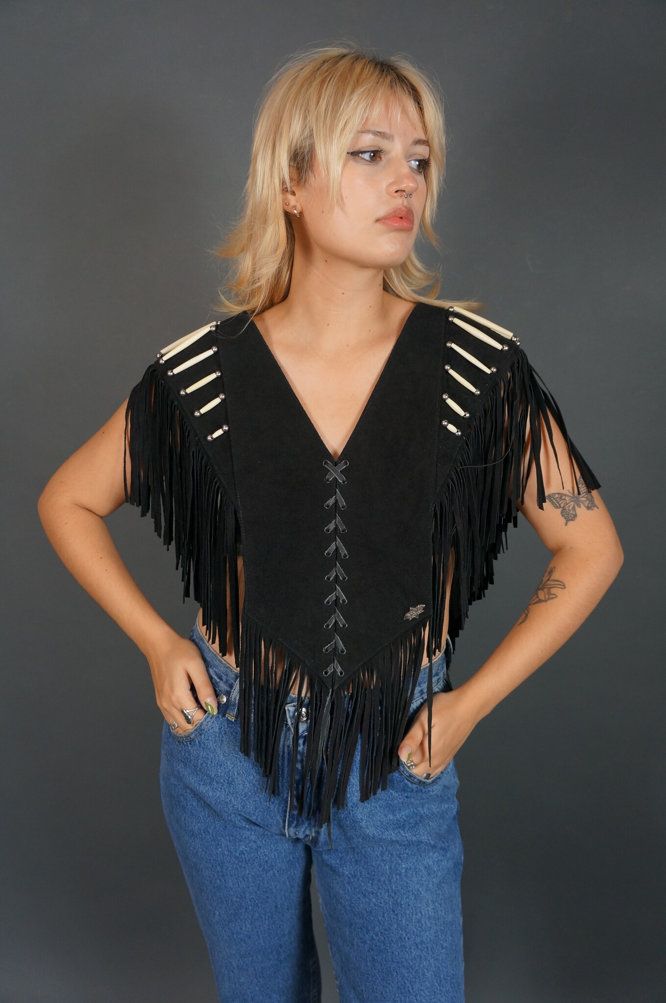 Leather Fringe Western Cape Vest