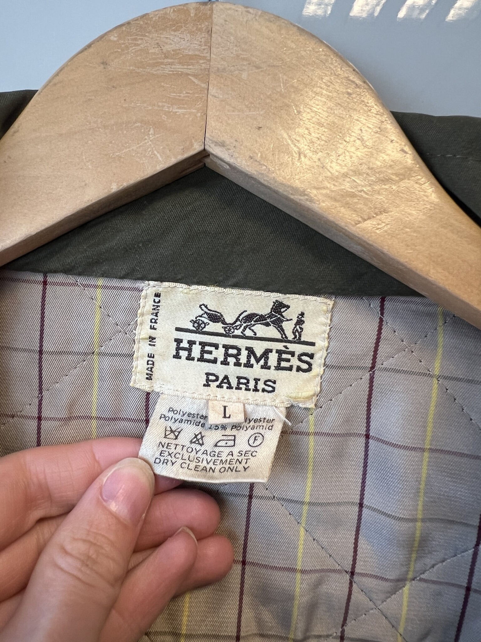 Hermès Gewatteerde herenjas olijfgroen maat L