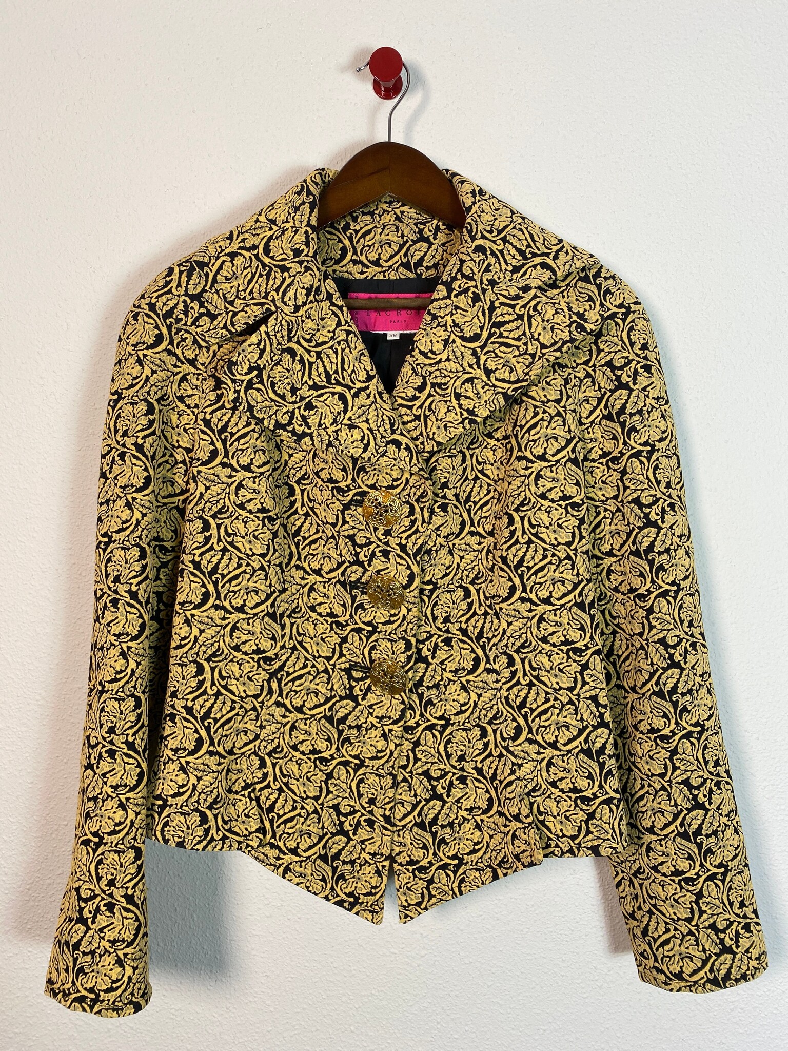 Christian Lacroix jasje jacquard geel zwart maat 38
