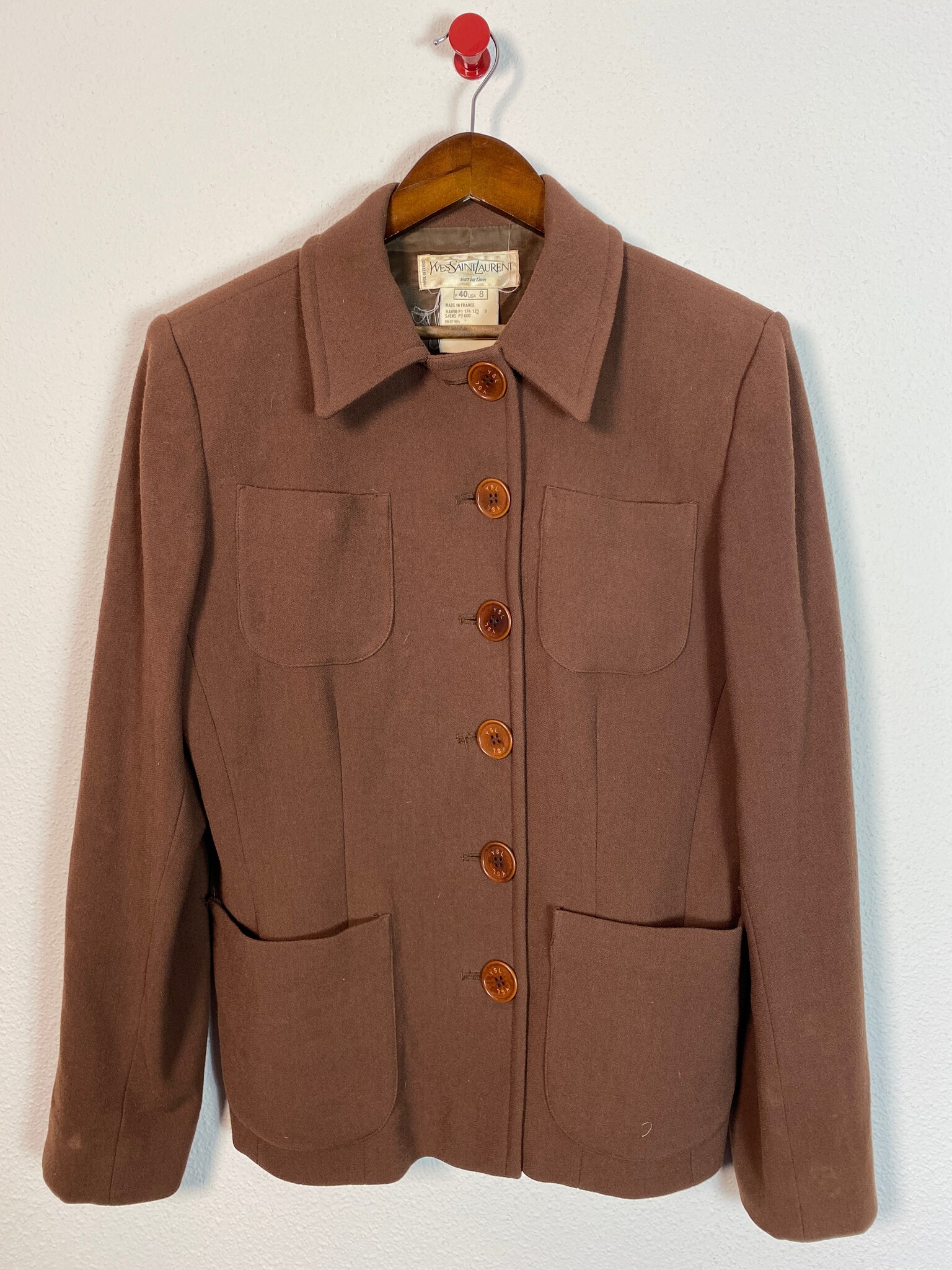 Yves Saint Laurent variation wollen jasje bruin F 40