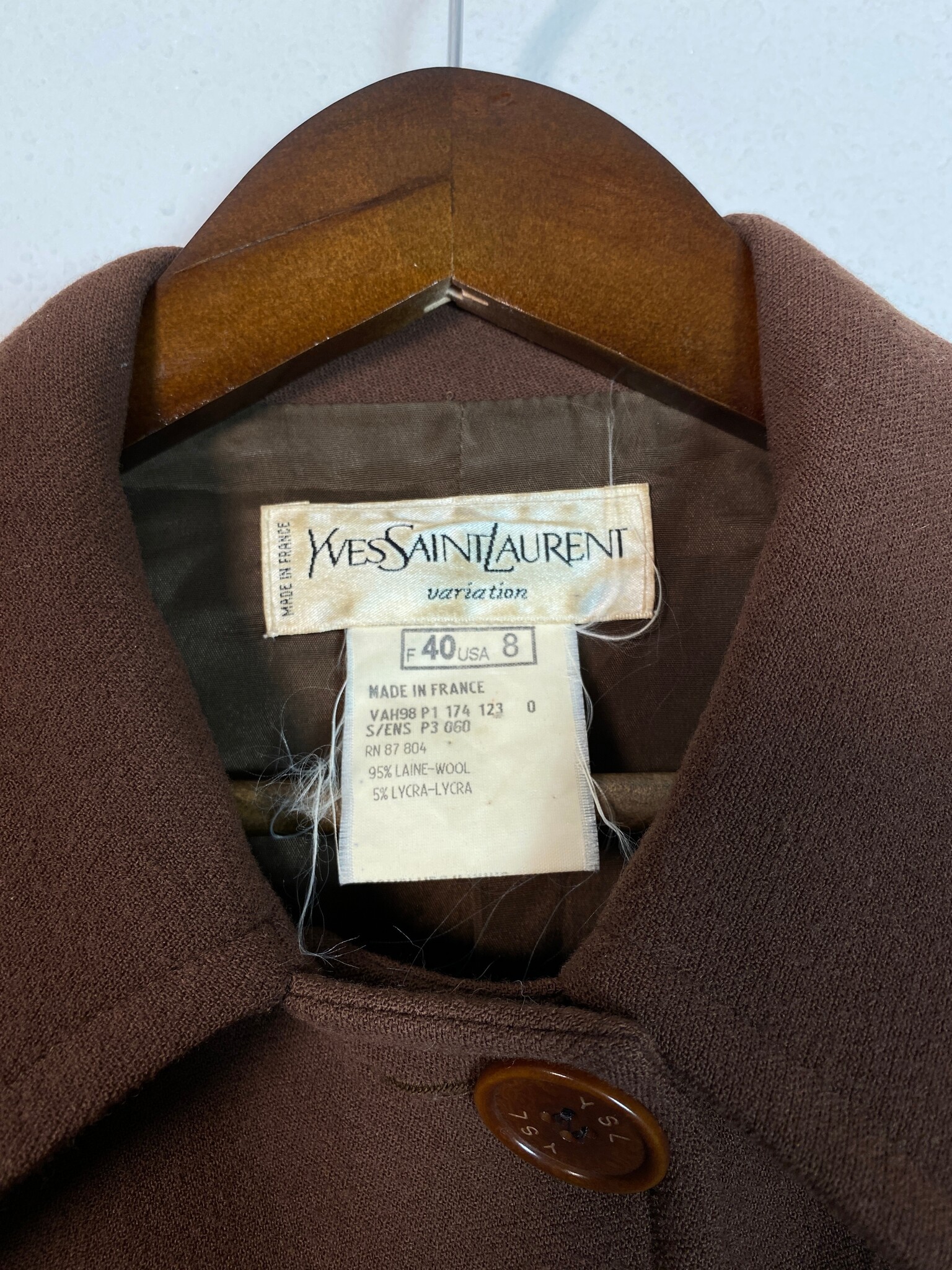 Yves Saint Laurent variation wollen jasje bruin F 40