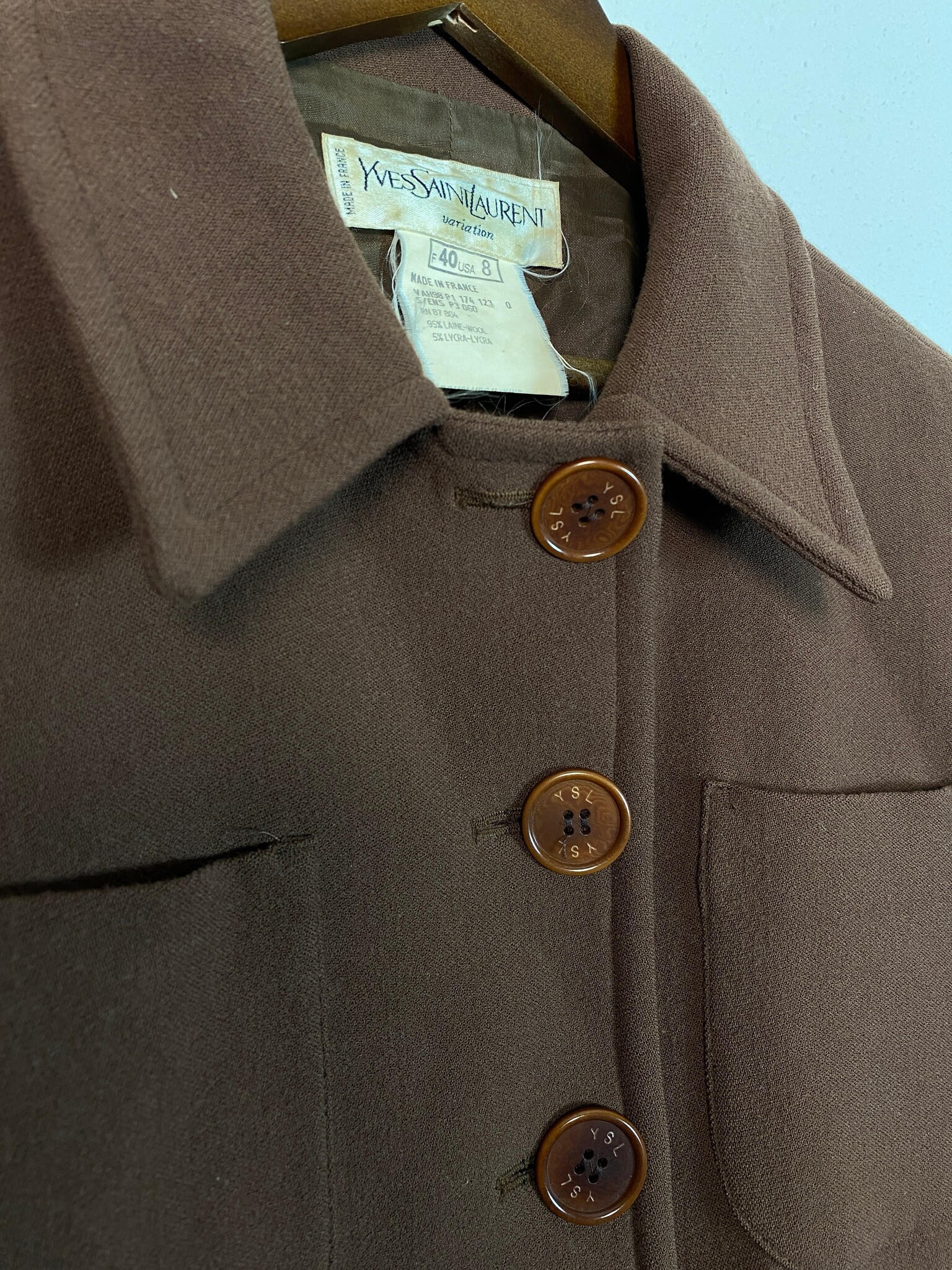 Yves Saint Laurent variation wollen jasje bruin F 40