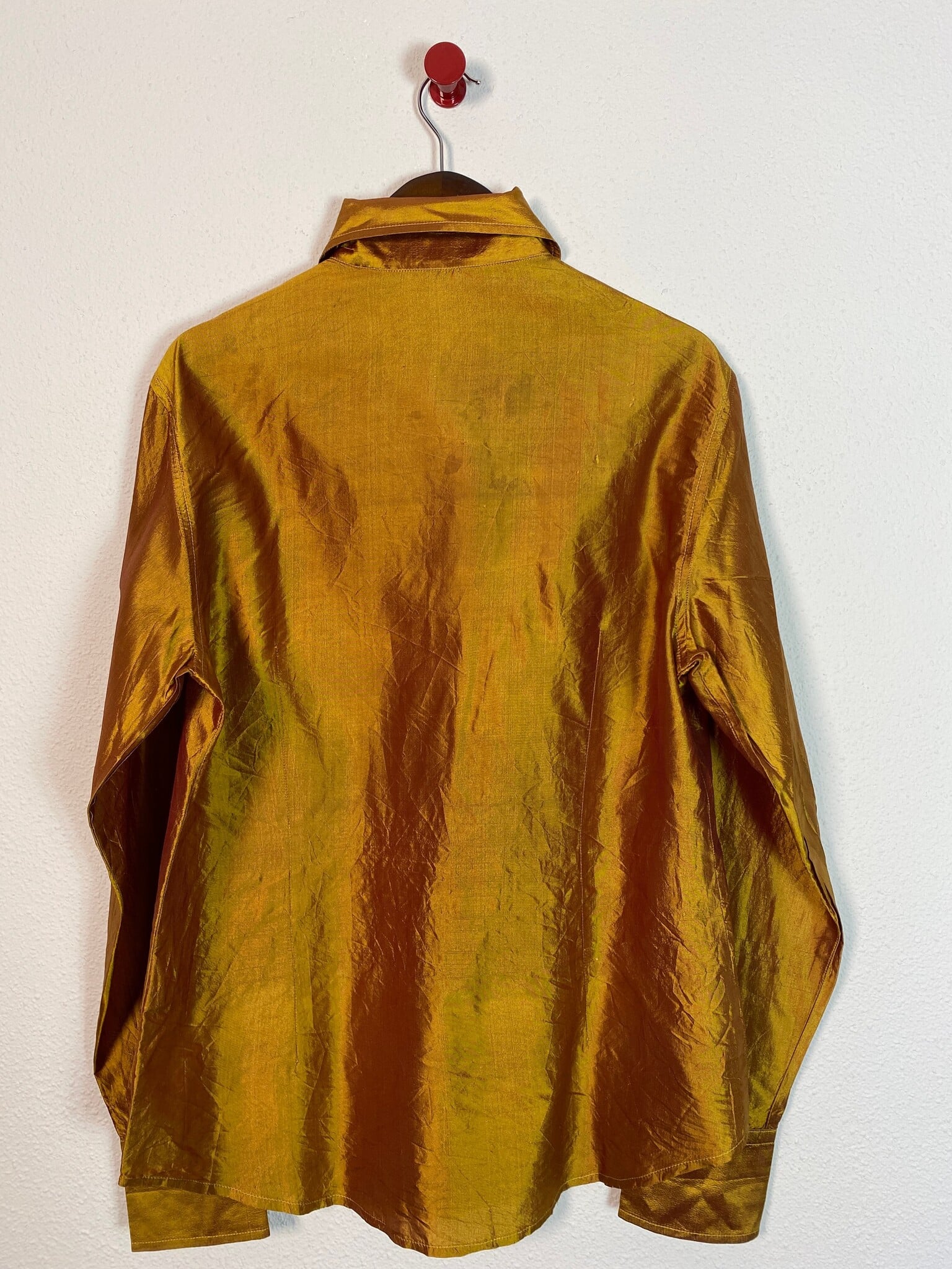 Etro zijden blouse iriserend goud, maatlabel 42