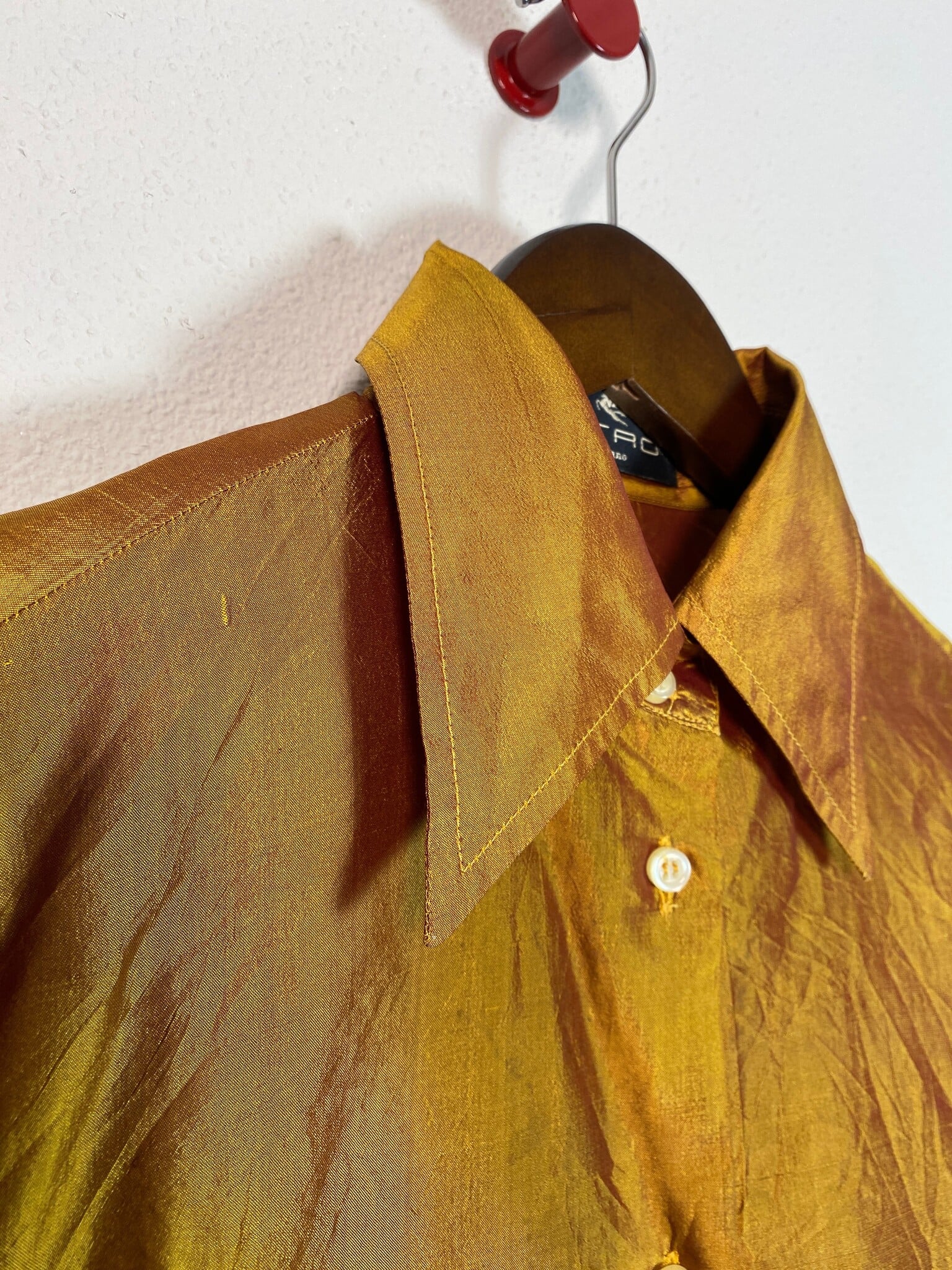 Etro zijden blouse iriserend goud, maatlabel 42
