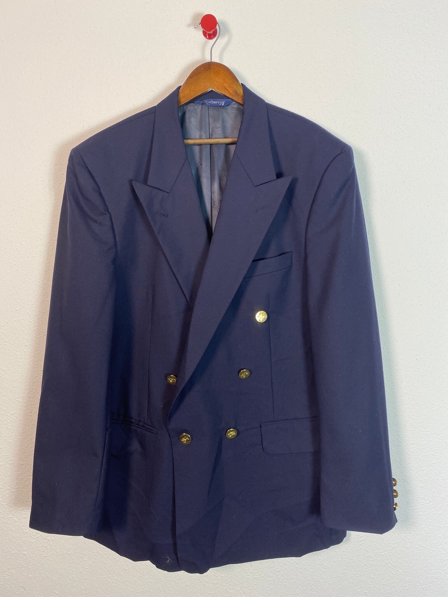 Burberry double-breasted blazer met gouden knopen