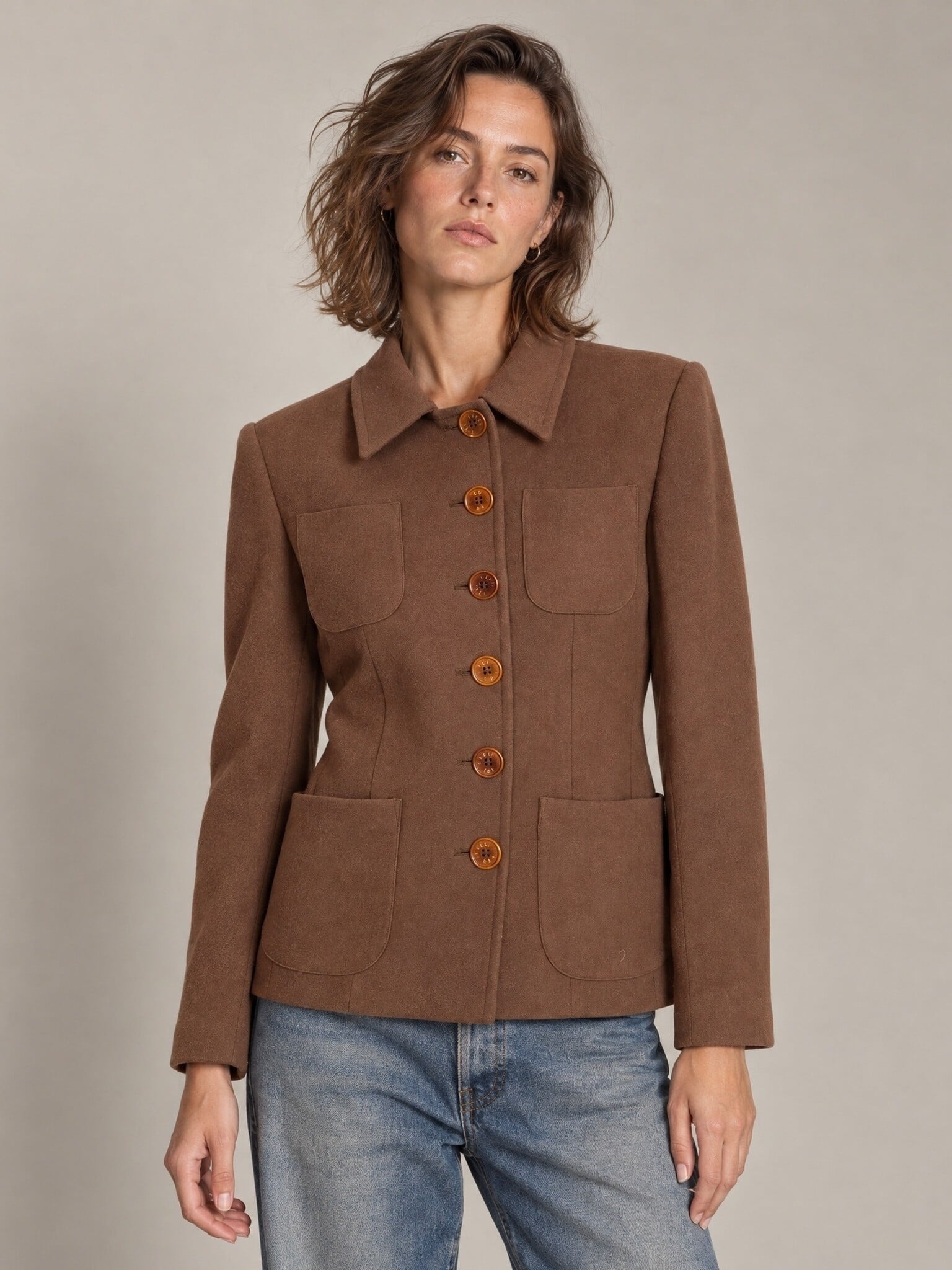 Yves Saint Laurent variation wollen jasje bruin F 40