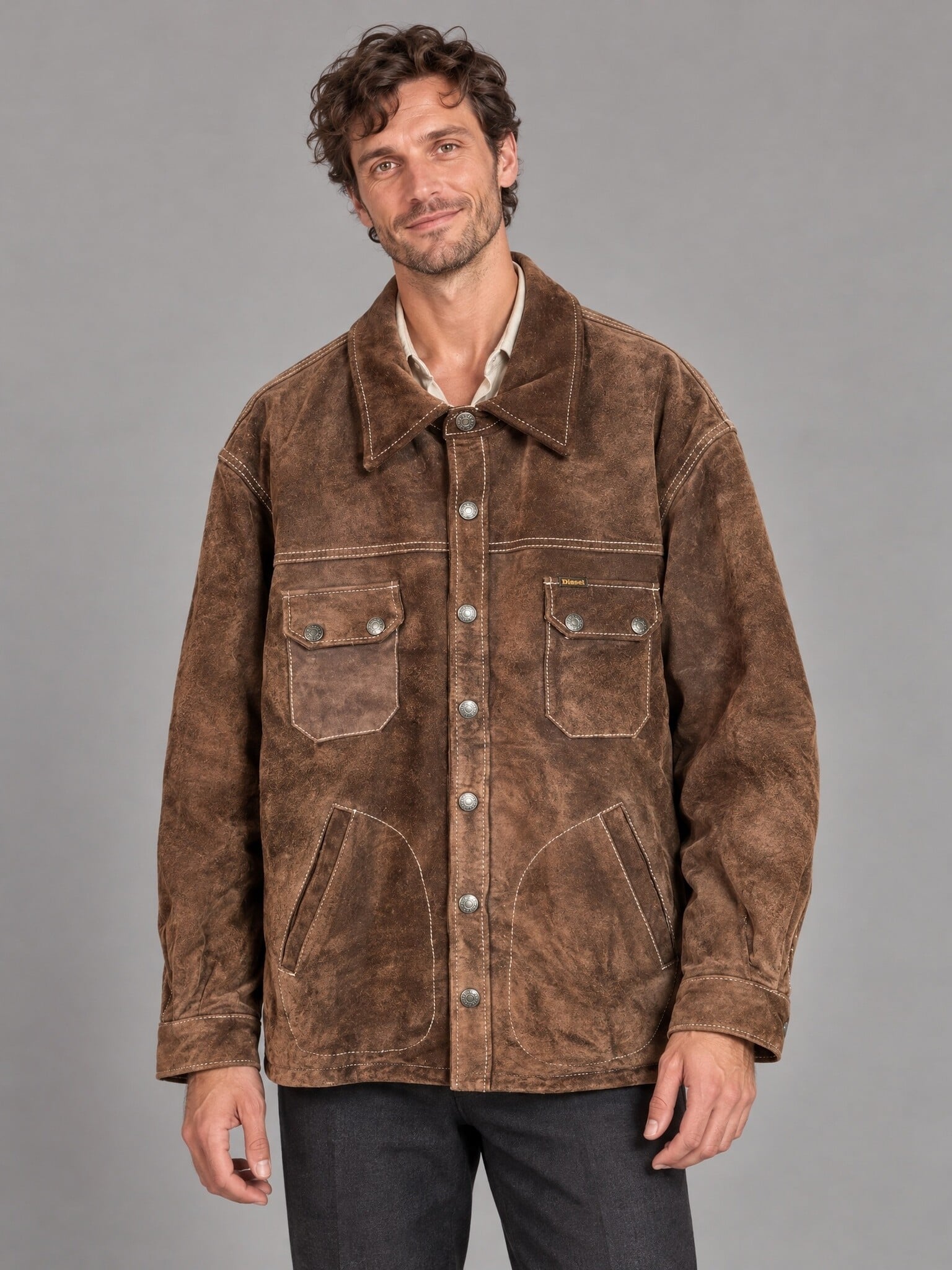 Diesel heren suède overshirt-jas bruin