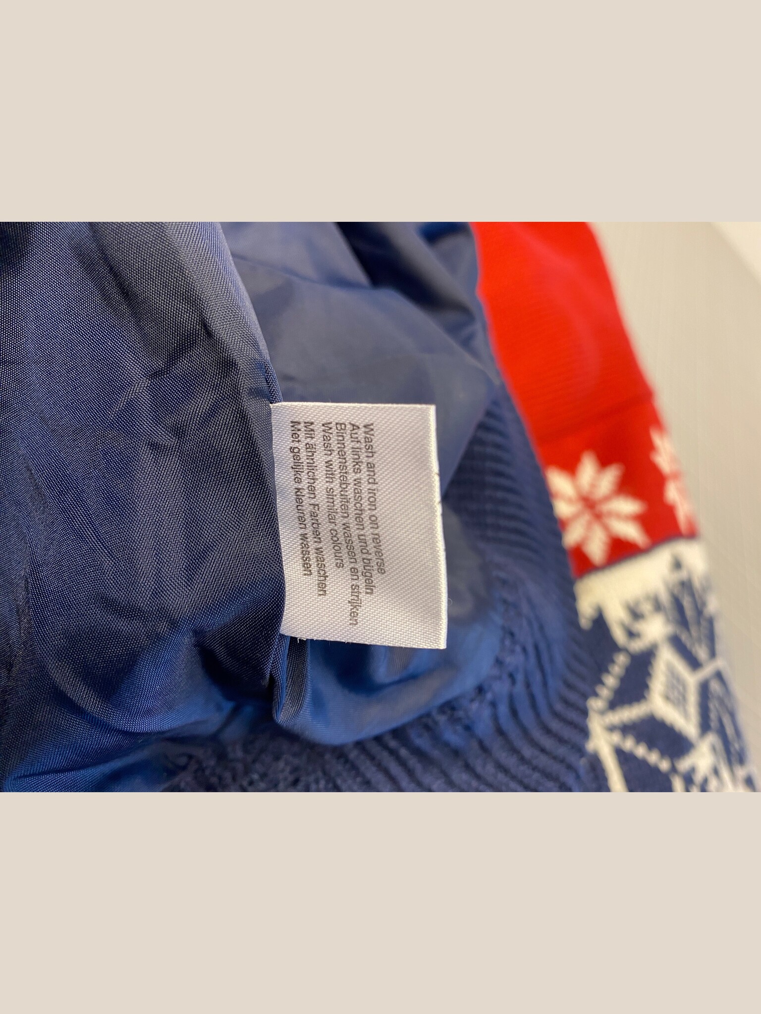 Nielsson vintage halfzip trui sneeuwvlokken rood blauw