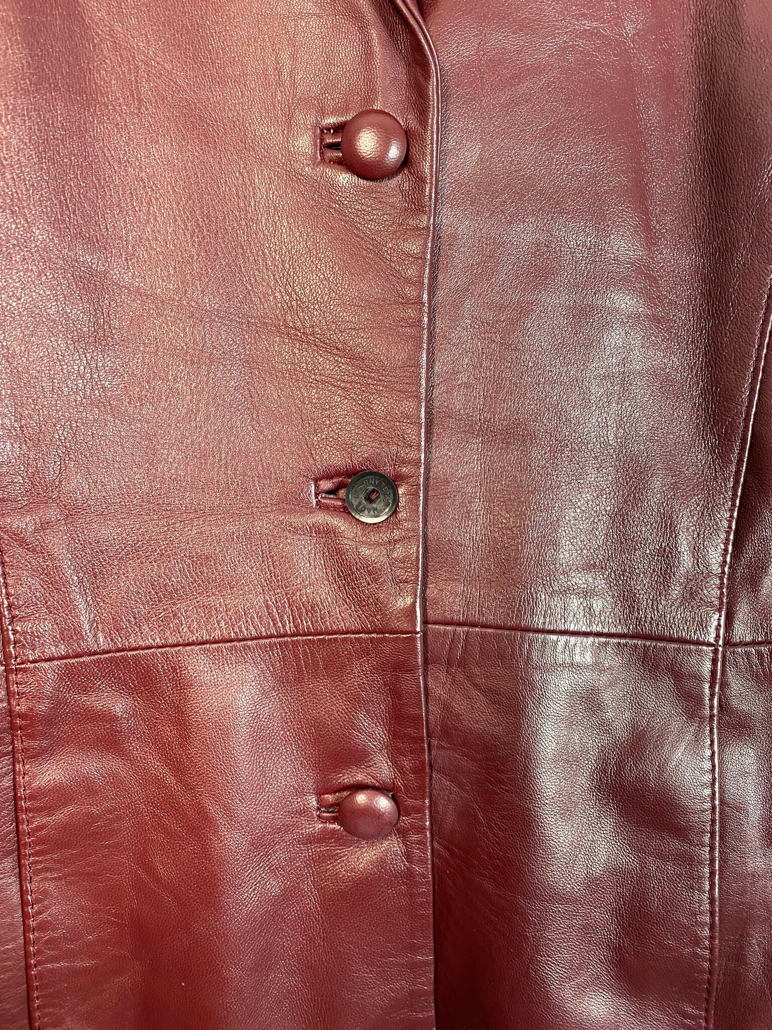 Giorgio Valentino lange leren mantel bordeaux maat S