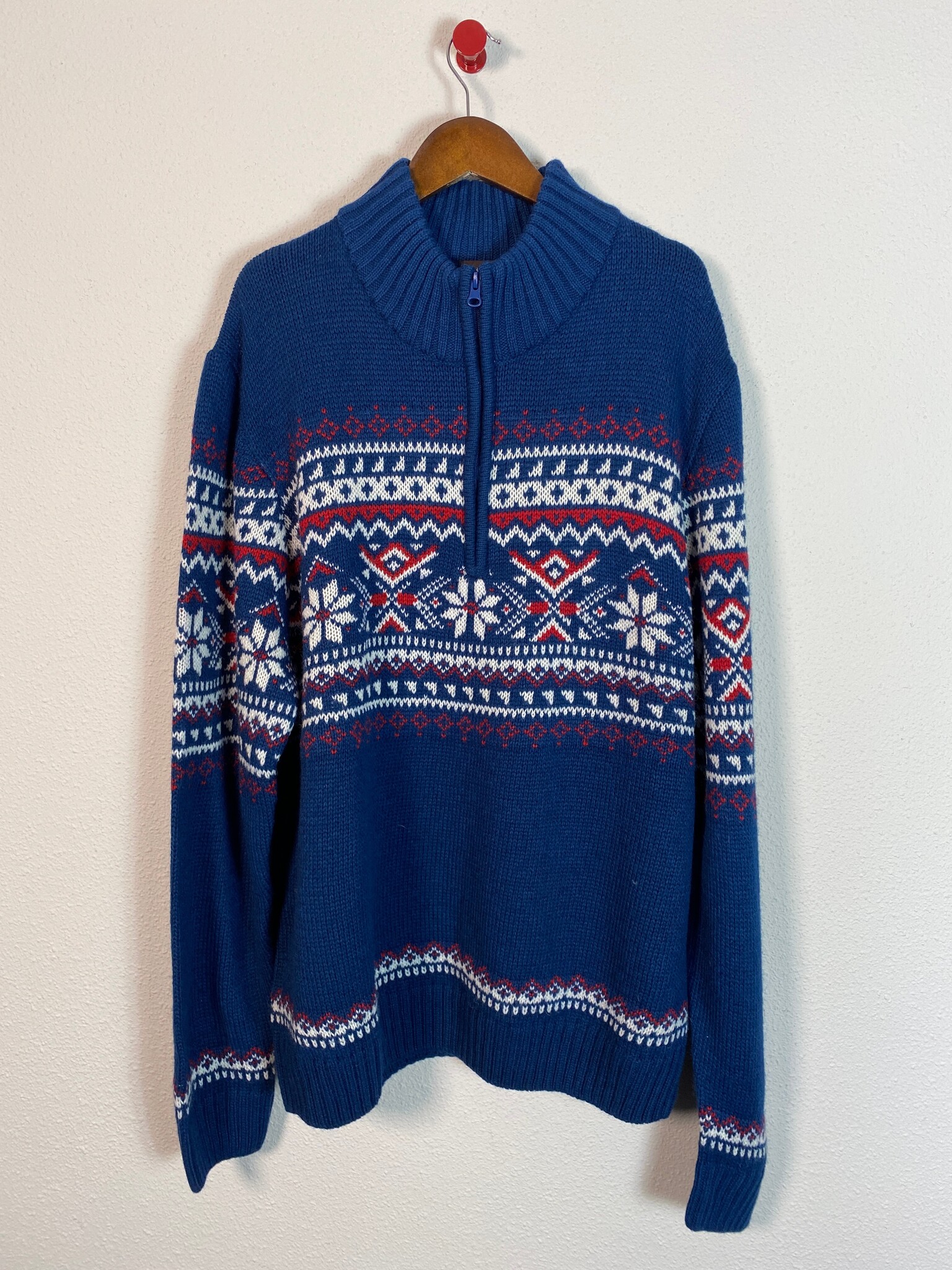 atlas for men heren trui Noors patroon blauw 3XL