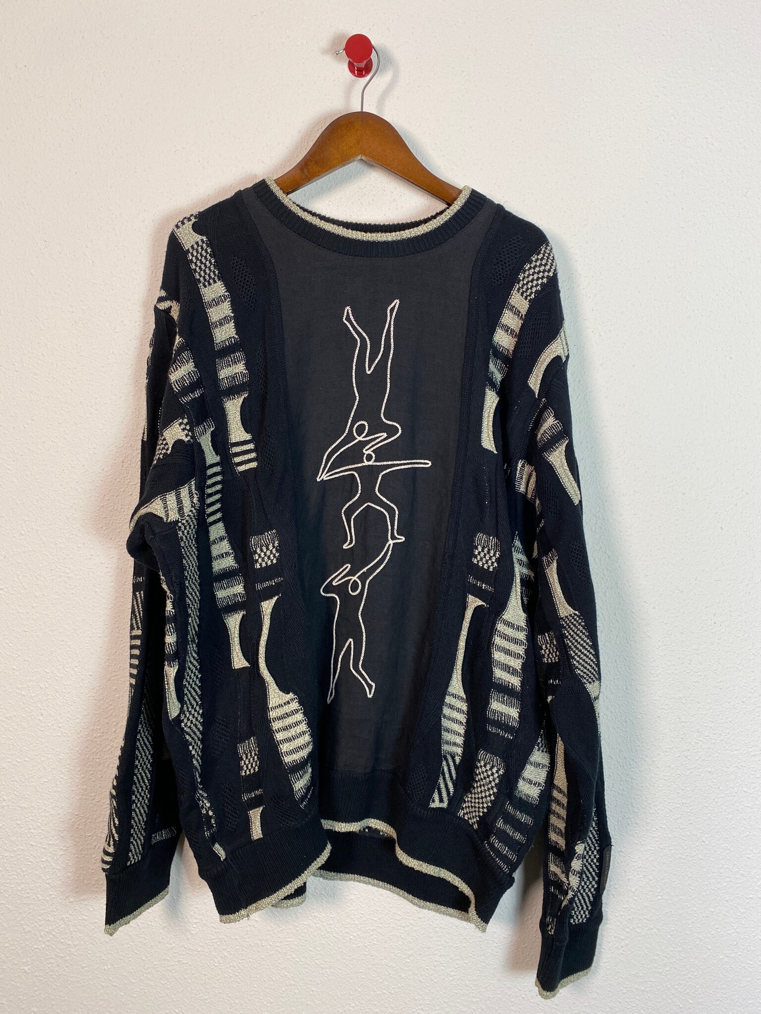 Carlo Colucci vintage trui zwart crème maat 52