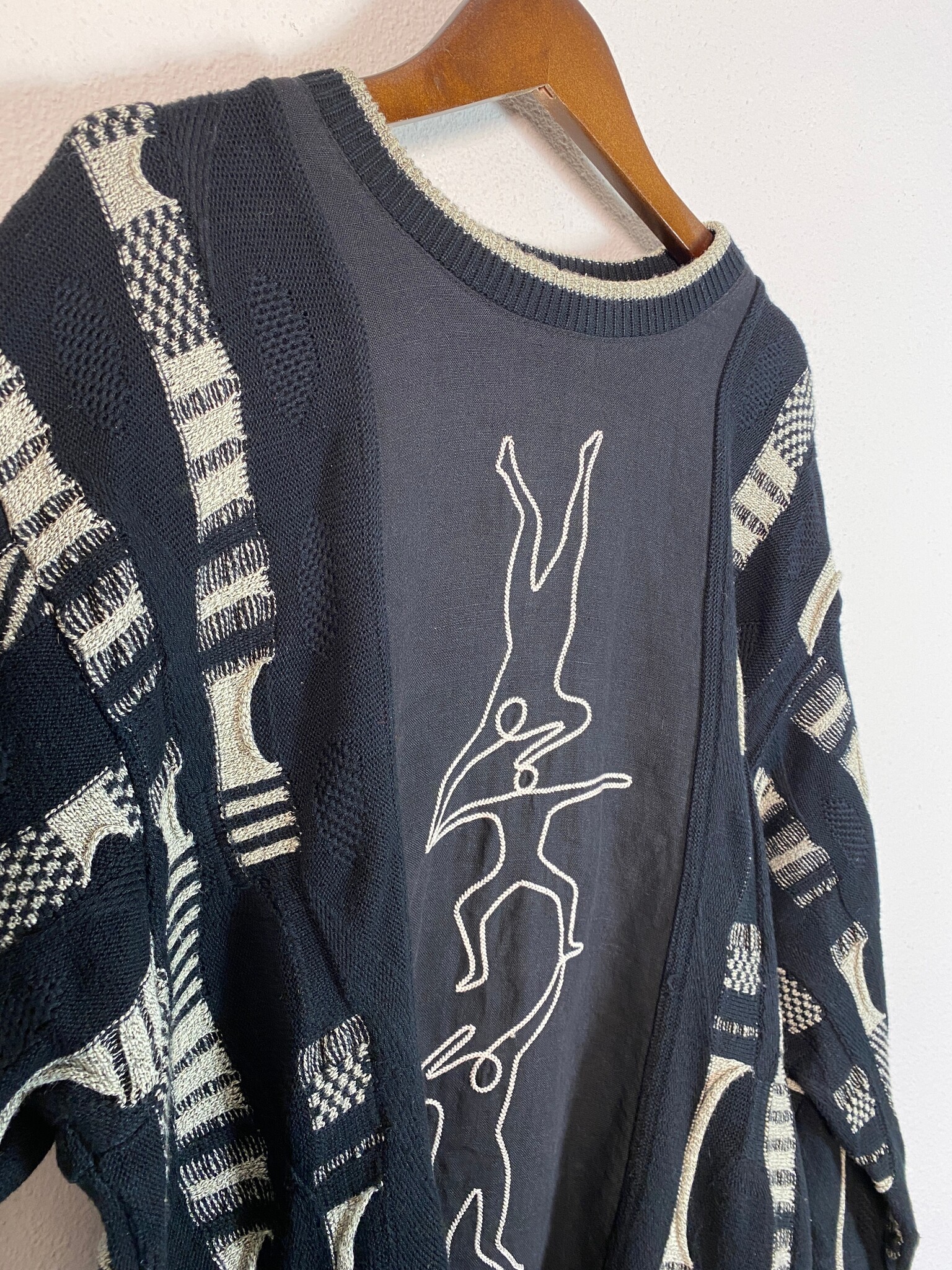 Carlo Colucci vintage trui zwart crème maat 52