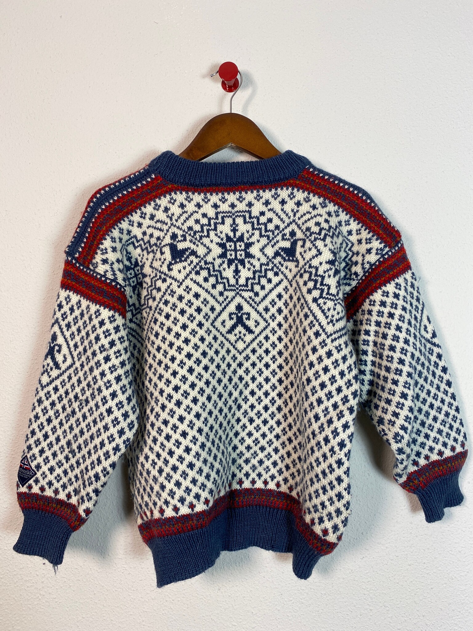 Nordstrikk vintage Noorse trui blauw wit rood