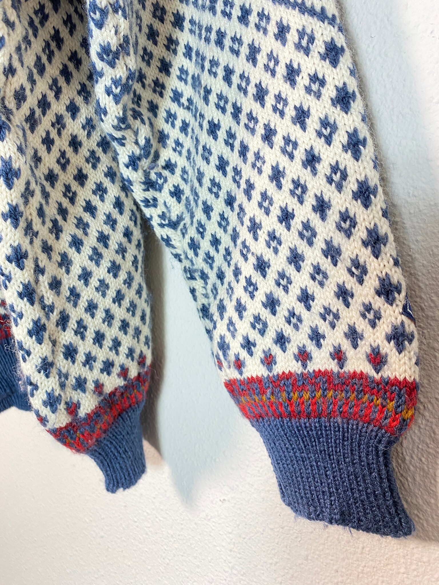 Nordstrikk vintage Noorse trui blauw wit rood