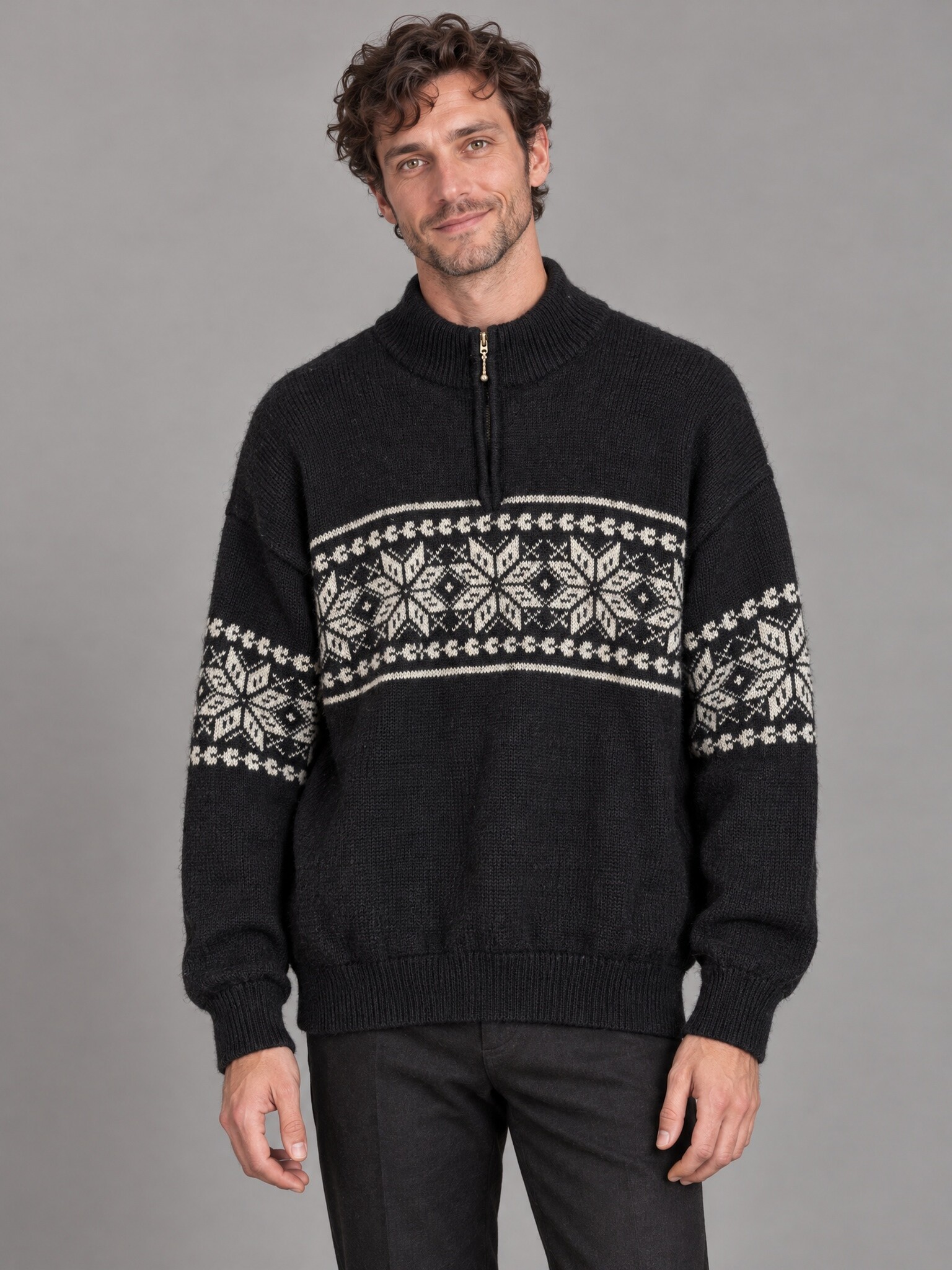 Crane Sports Noorse halfzip trui zwart maat L