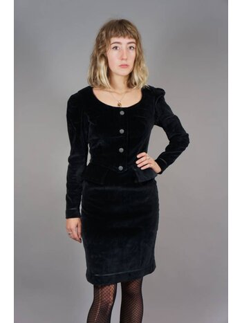 Moschino Velvet Peplum Pencil Dress