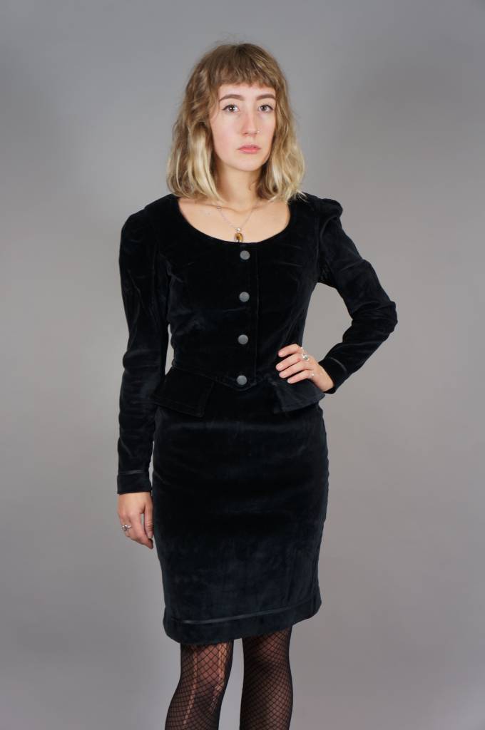 Moschino Velvet Peplum Pencil Dress