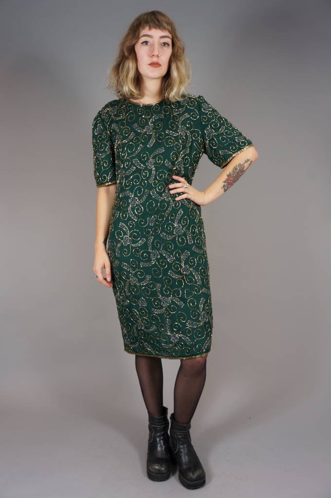 90er Seiden-Paillettenkleid Darlene