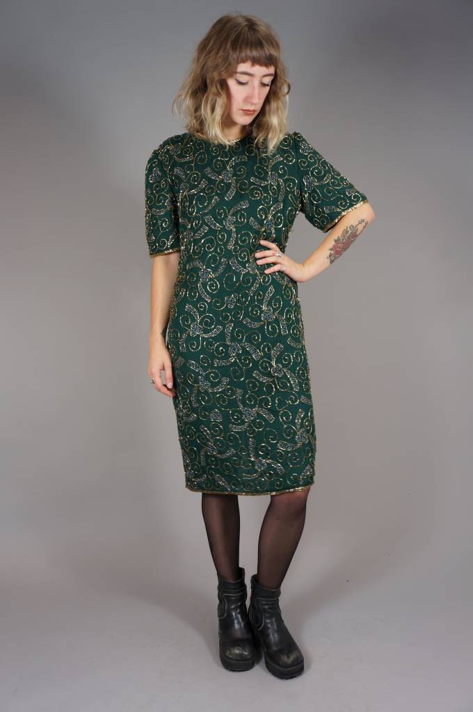 90er Seiden-Paillettenkleid Darlene