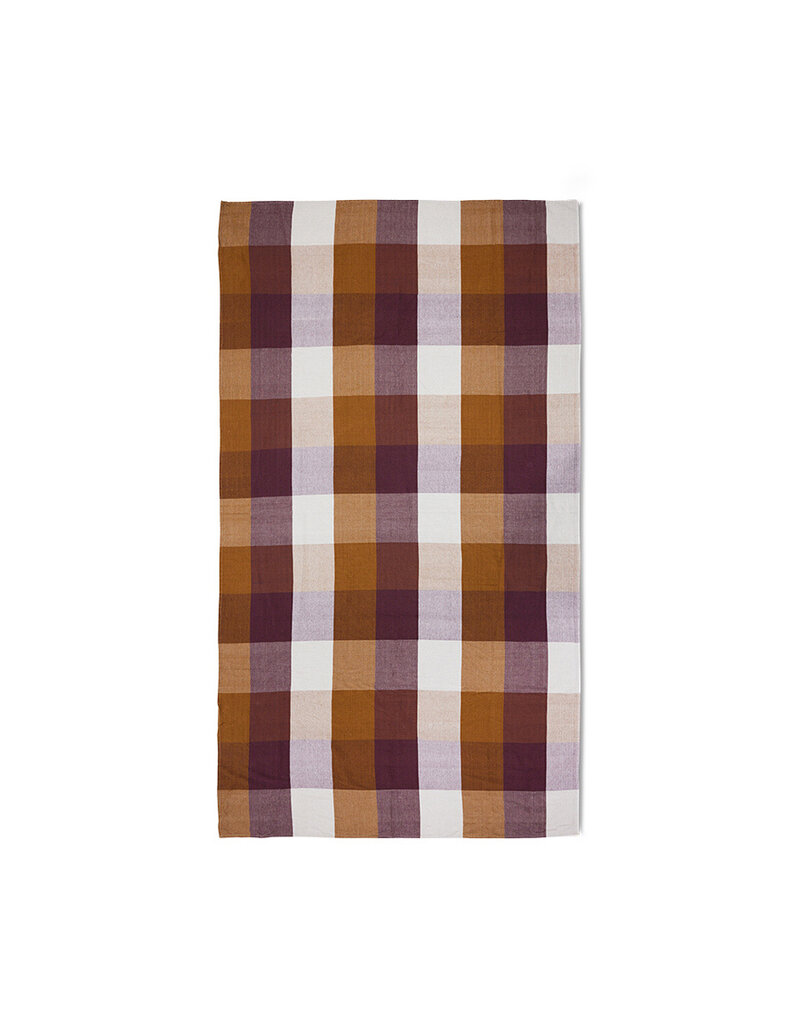 Vida check table cloth amber/burgundy 140 x 220 cm