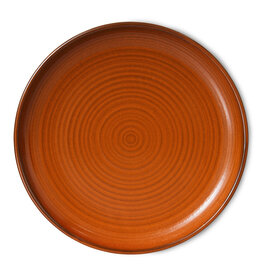 HK Living chef ceramics dinner plate burned orange