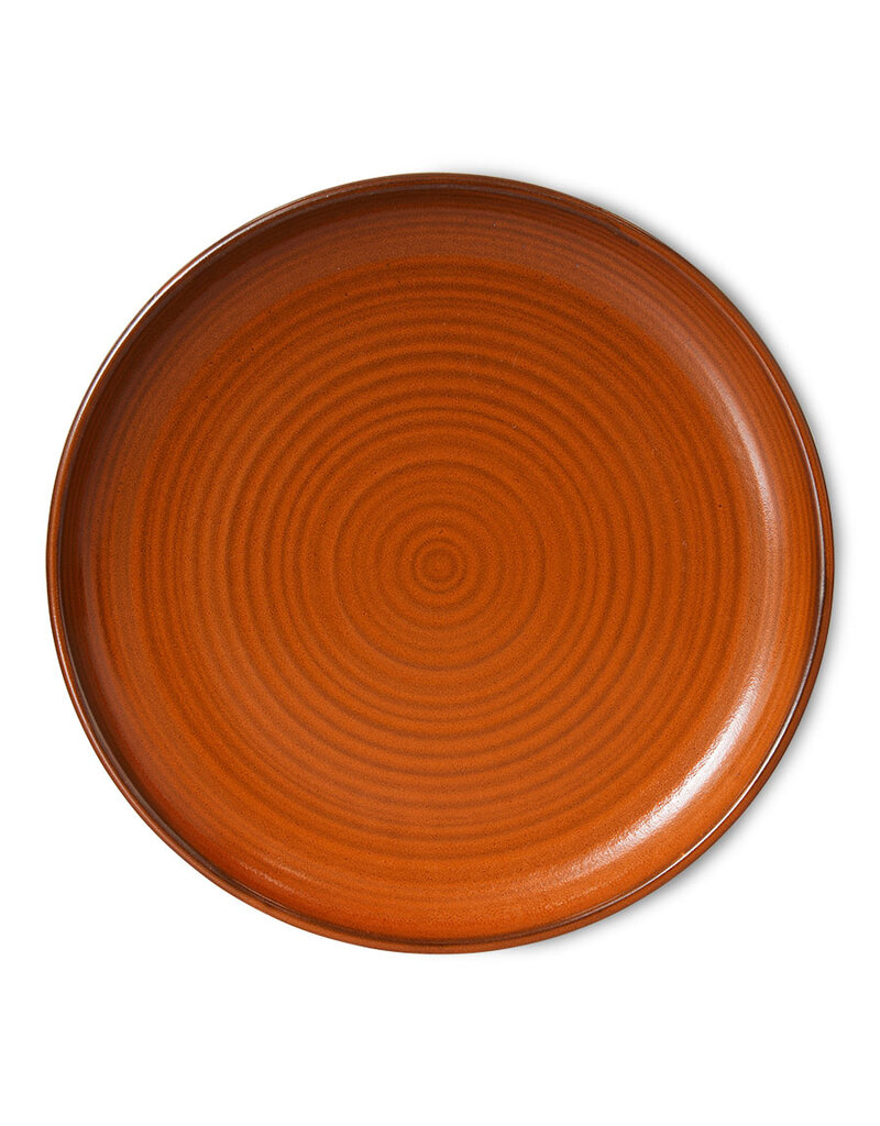 HK Living chef ceramics dinner plate burned orange