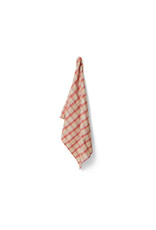 Vida check tea towel strawberry/cream