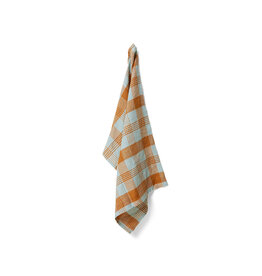 Vida check tea towel amber/blue