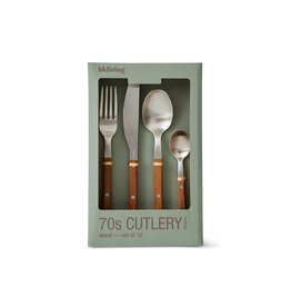 70's Cutlery wood set of 16