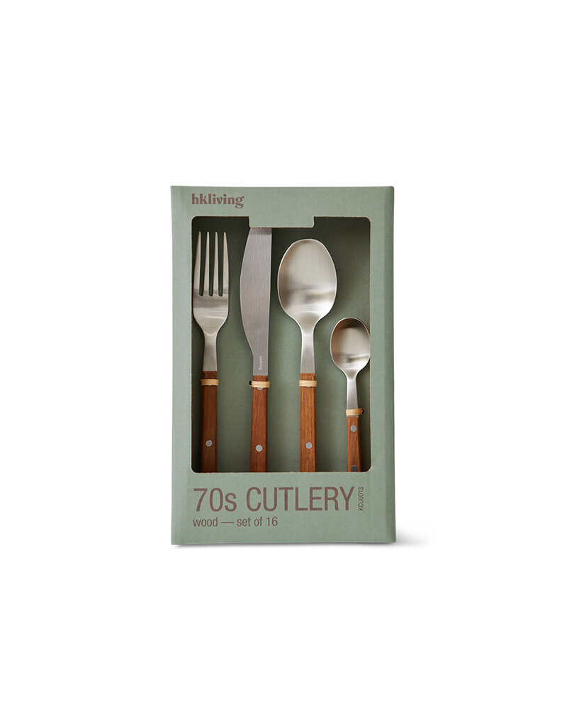 70's Cultery wood set of 16