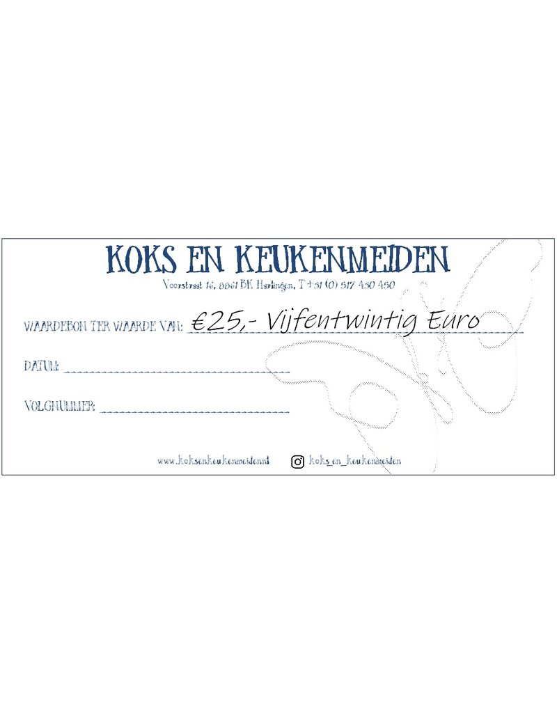 Koks en Keukenmeiden Cadeaubon 25 euro
