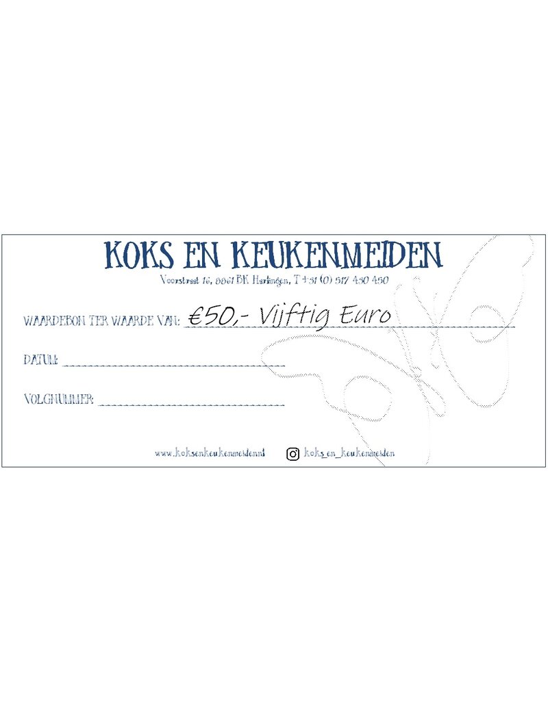 Koks en Keukenmeiden Cadeaubon 50 euro