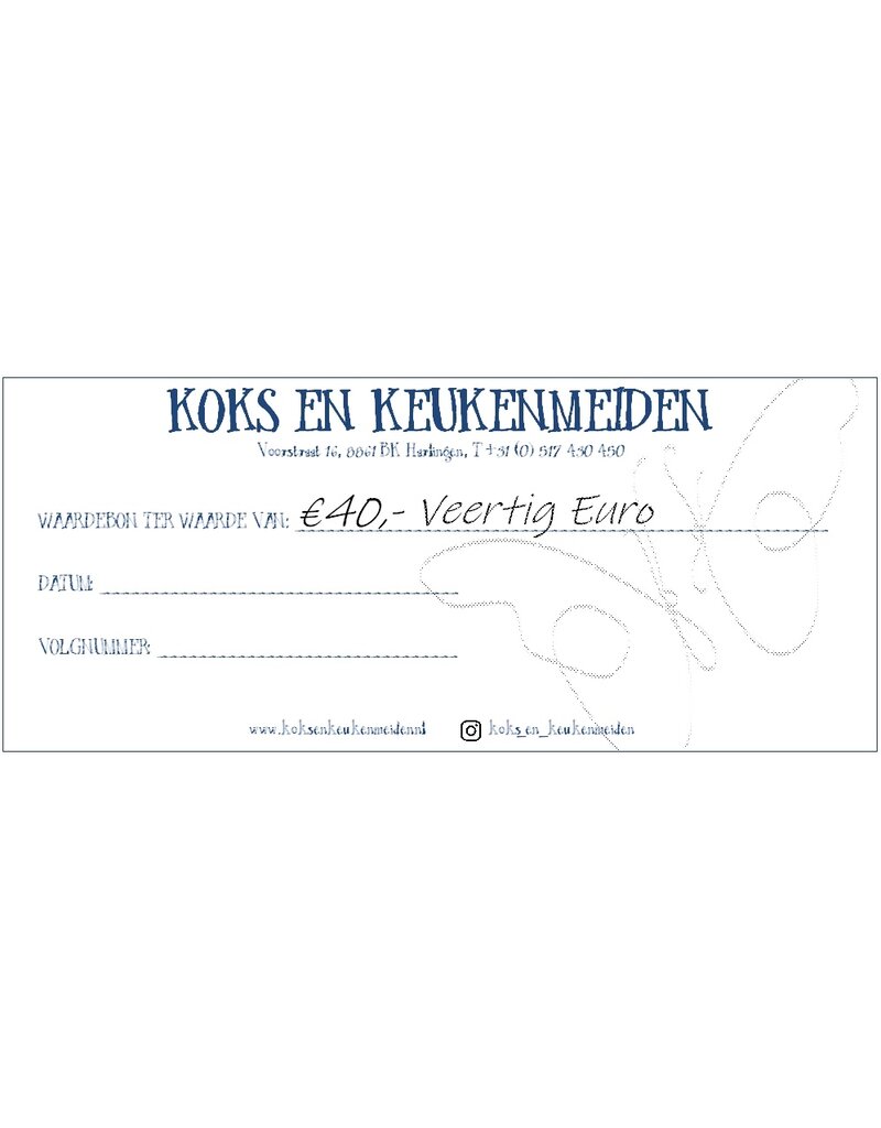 Koks en Keukenmeiden Cadeaubon 40 euro