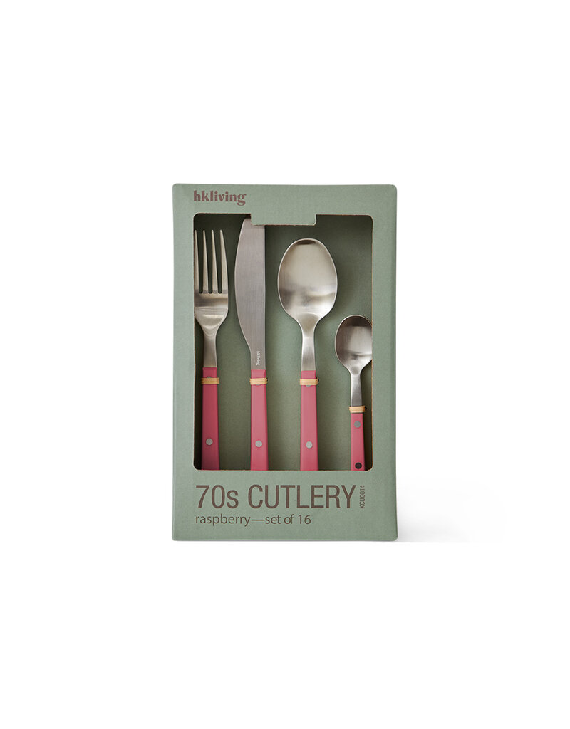 70's cutlery RASPBERRY set of 16