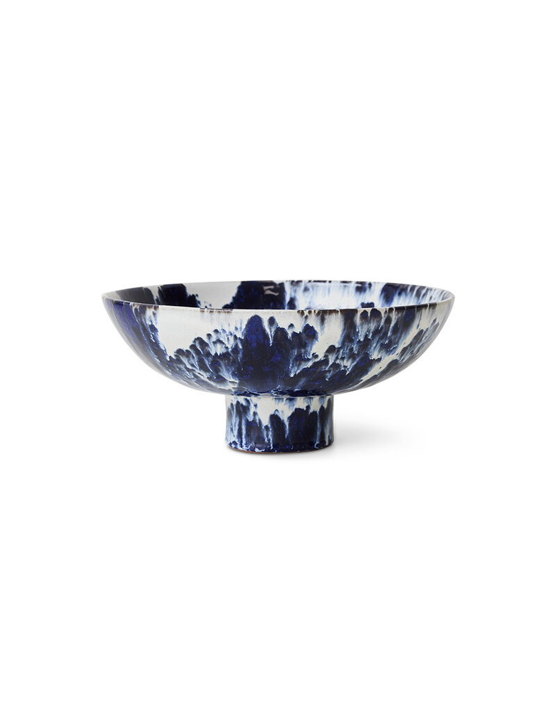 HKLIVING Ceramic bowl on base INDIGO