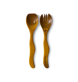 HKLIVING SALAD CUTLERY OCHRE
