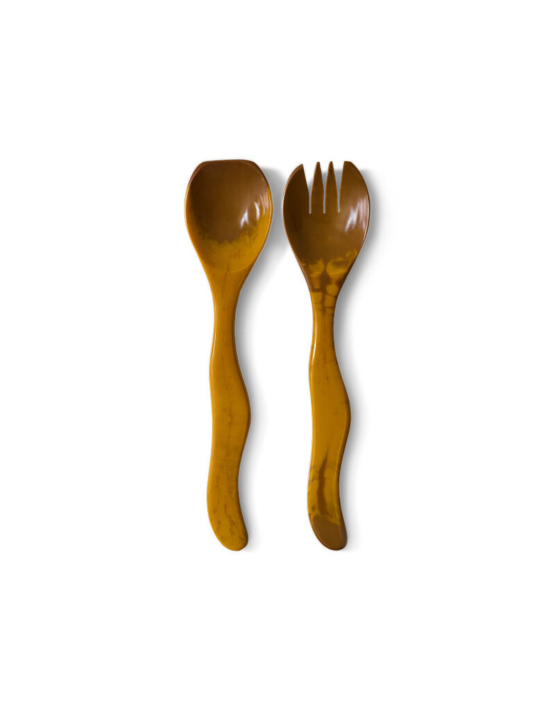 HKLIVING SALAD CUTLERY OCHRE