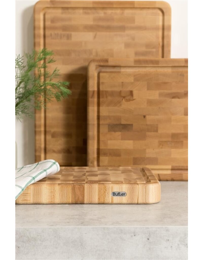 Butler snijplank BEUK kops met ril  30x40x4 cm