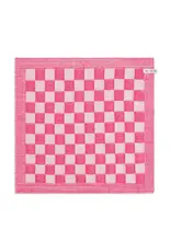 Keukendoek groot blok ecru/fuchsia